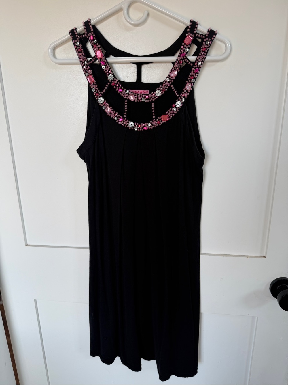 Black pink Beaded Neckline Sleeveless Dress - Brand: Joyous & Free L Y2K